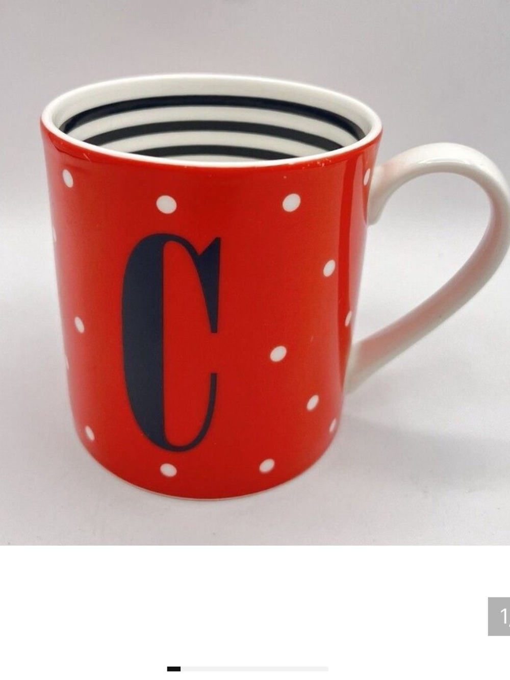 Kate Spade New York To The Letter Lenox "C" Initial Polka Dot Stripes Mug Cup